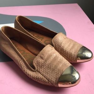 Sam Edelman snake skin, metal toe flats